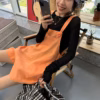 背帶短褲夏季時尚薄款休閒直筒寬鬆闊腿褲