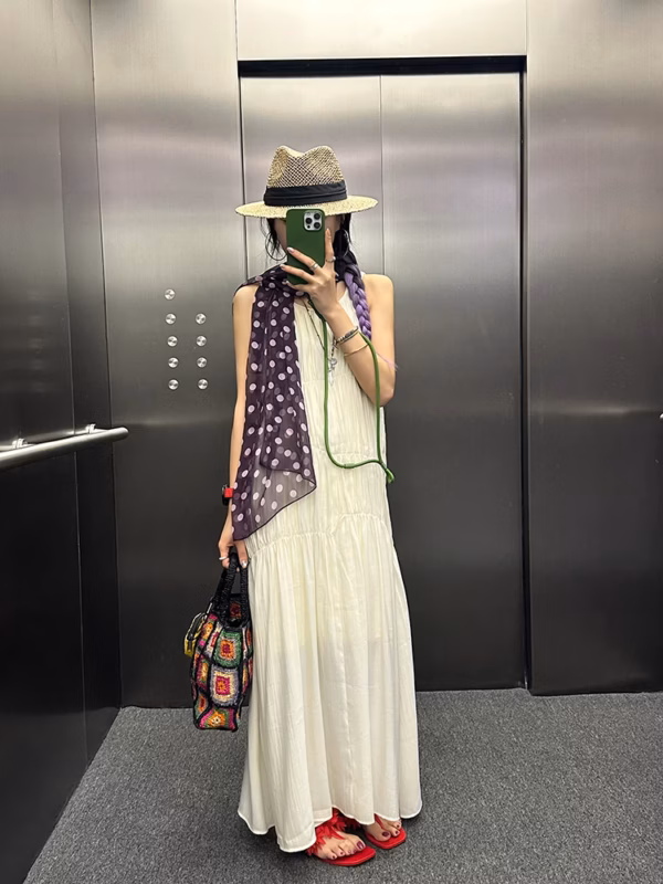 無袖連衣裙女夏季新款高級感寬鬆背心裙長裙