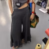 荷葉邊休閒褲女春夏新款垂墜感寬鬆闊腿褲
