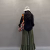 荷葉邊休閒褲女春夏新款垂墜感寬鬆闊腿褲