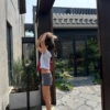 西裝布料低腰顯包臀裙褲A字短裙