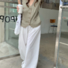 亞麻蕾絲設計感V領馬甲背心弛感