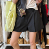 條紋西裝短褲女夏季新款氣質低腰寬鬆闊腿休閒褲