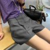 條紋西裝短褲女夏季新款氣質低腰寬鬆闊腿休閒褲