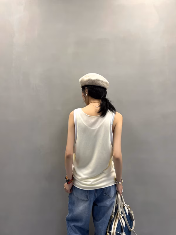 假兩件吊帶背心女夏季新款外穿撞色寬鬆無袖上衣
