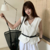 亞麻蕾絲設計感V領馬甲背心弛感
