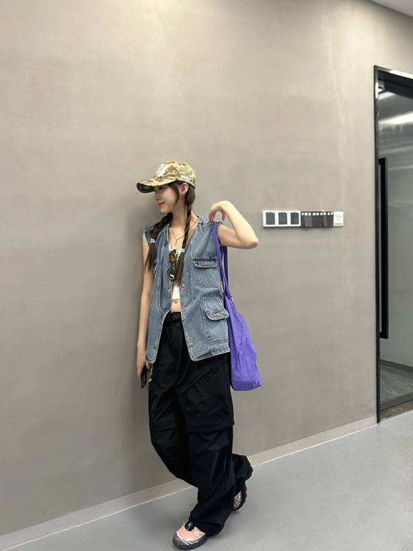 寬鬆古著牛仔馬甲