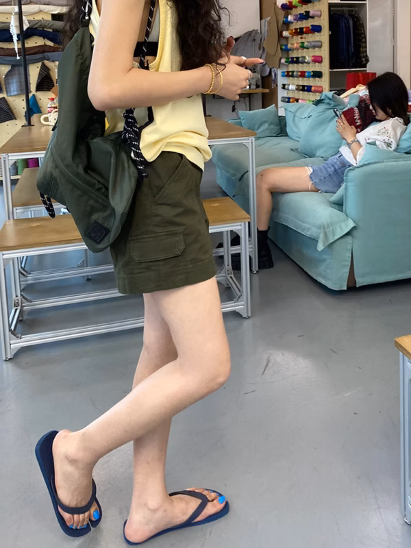 薄款高腰直筒褲美式顯瘦工裝褲
