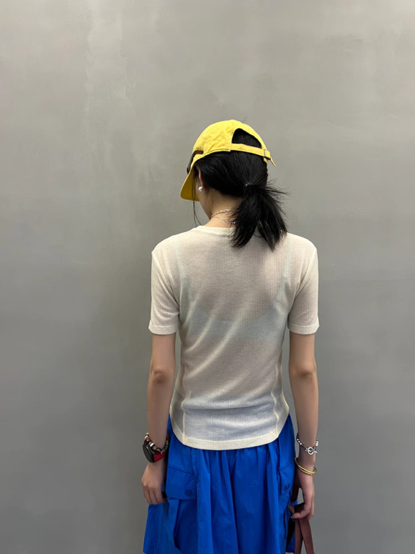 薄款微透正肩上衣體卹