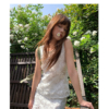 甜美清新軟妹鏤空鉤花無袖蕾絲衫