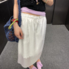 天絲朦朧感蕾絲拼接氣質顯瘦直筒裙
