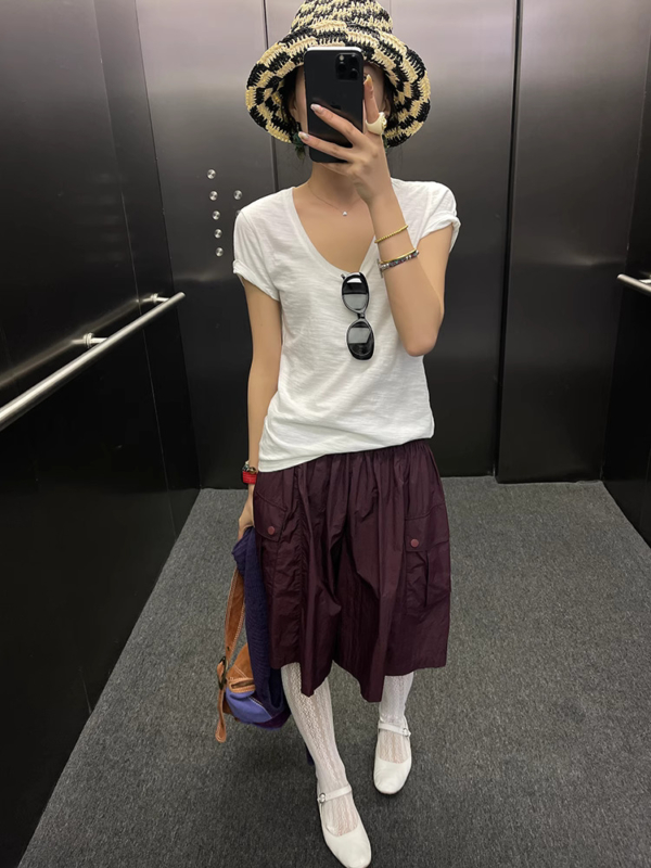休閒工裝薄款寬鬆闊腿五分褲