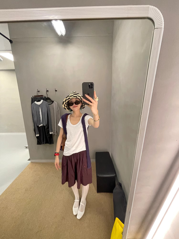 休閒工裝薄款寬鬆闊腿五分褲