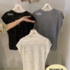 圓領蕾絲簡約套頭純欲風花紋精緻刺繡小衫