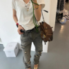 氣質寬鬆顯瘦短款v領正肩上衣灰色體卹