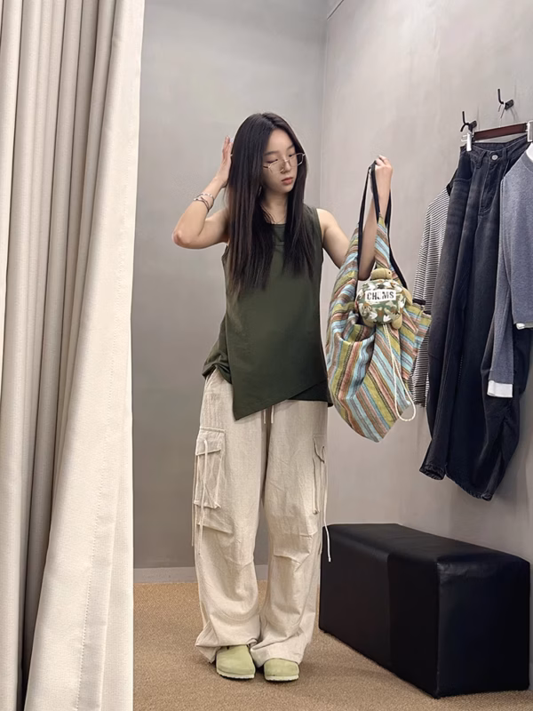 多袋寬鬆工裝褲