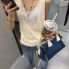 假兩件吊帶背心女夏季新款外穿撞色寬鬆無袖上衣