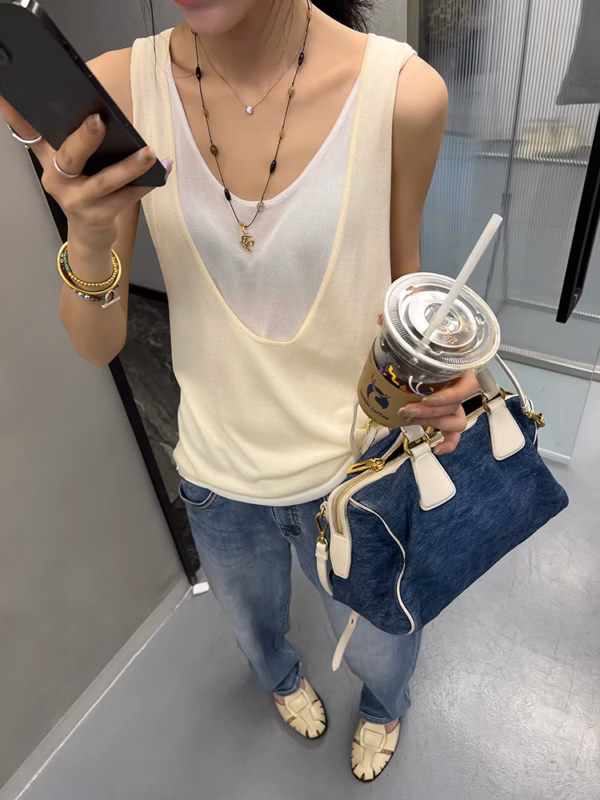 假兩件吊帶背心女夏季新款外穿撞色寬鬆無袖上衣