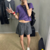條紋西裝短褲女夏季新款氣質低腰寬鬆闊腿休閒褲