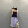 天絲朦朧感蕾絲拼接氣質顯瘦直筒裙