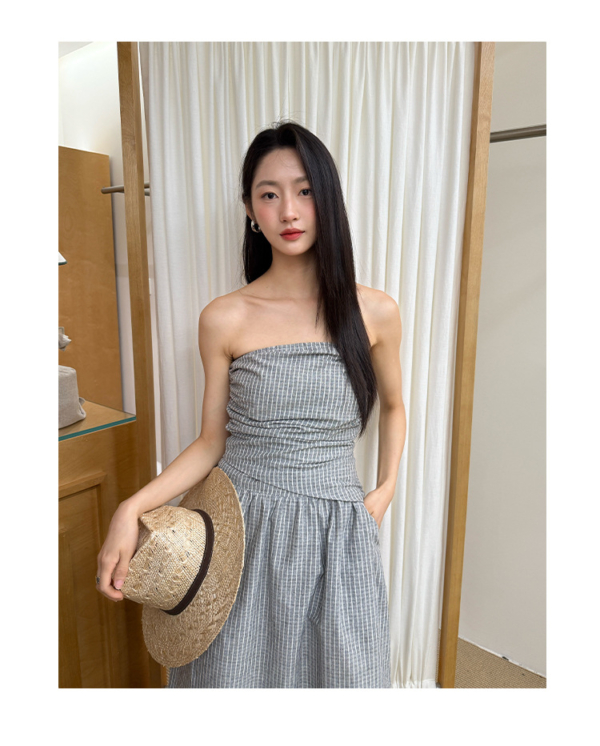 時尚套裝女無袖抹胸背心裙子兩 件套