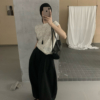 圓領蕾絲簡約套頭純欲風花紋精緻刺繡小衫