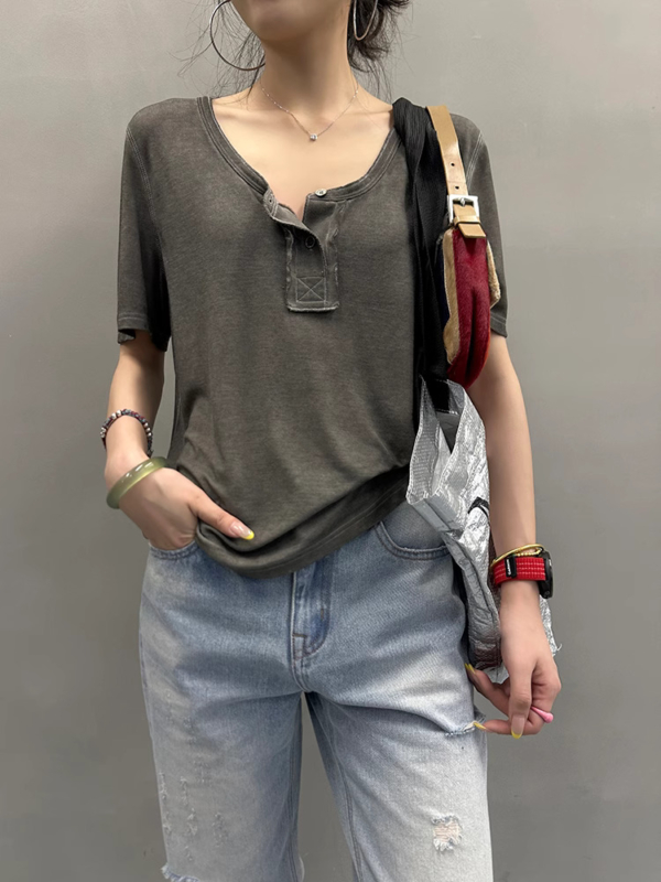 顯瘦寬鬆正肩上衣體卹