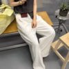 顯瘦直筒鬆緊腰亞麻褲