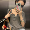 顯瘦寬鬆正肩上衣體卹