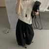 圓領蕾絲簡約套頭純欲風花紋精緻刺繡小衫