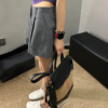條紋西裝短褲女夏季新款氣質低腰寬鬆闊腿休閒褲