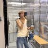 假兩件吊帶背心女夏季新款外穿撞色寬鬆無袖上衣