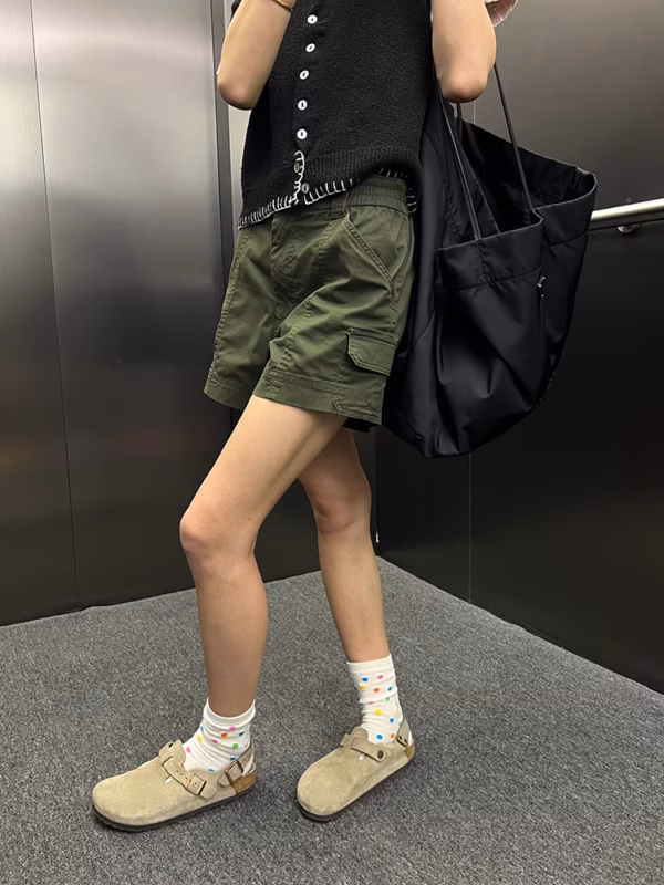 薄款高腰直筒褲美式顯瘦工裝褲