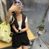 條紋西裝短褲女夏季新款氣質低腰寬鬆闊腿休閒褲
