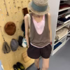 假兩件吊帶背心女夏季新款外穿撞色寬鬆無袖上衣