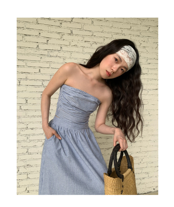 時尚套裝女無袖抹胸背心裙子兩 件套