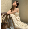 法式蛋糕裙女氣質無袖v領