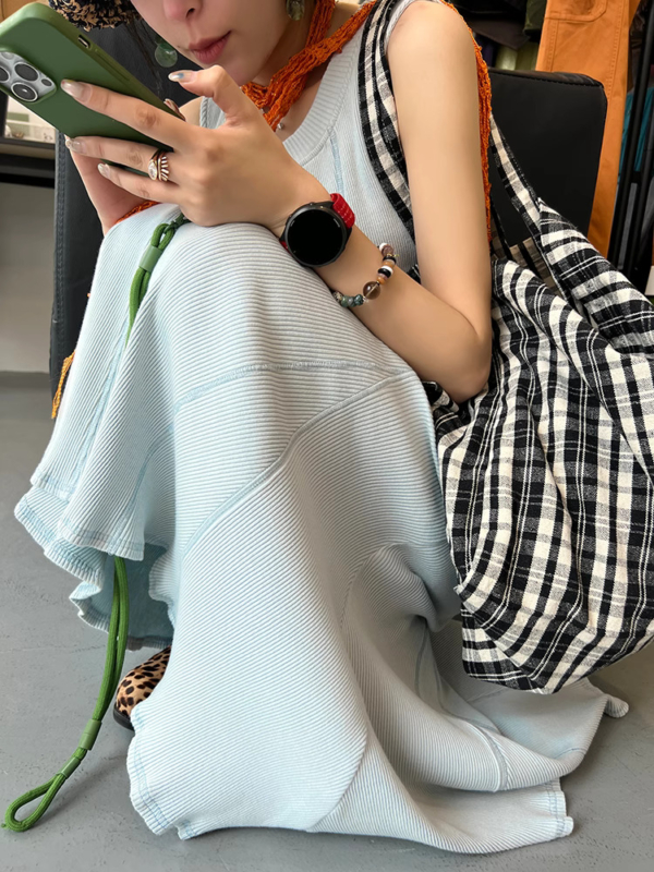 高級感裙收腰包臀魚尾背心裙無袖長裙