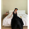 法式蛋糕裙女氣質無袖v領