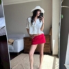 100%亞麻口袋短袖短版手工捲袖襯衫