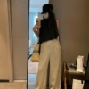 飄帶闊腿棉麻長褲
