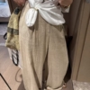 飄帶闊腿棉麻長褲