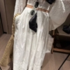 鬆緊腰繡花勾花長裙