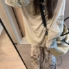 鬆緊腰落葉印花長褲