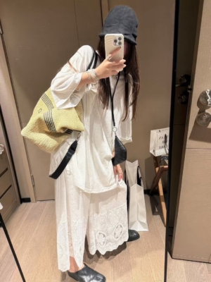 亞麻蕾絲八分褲套裝