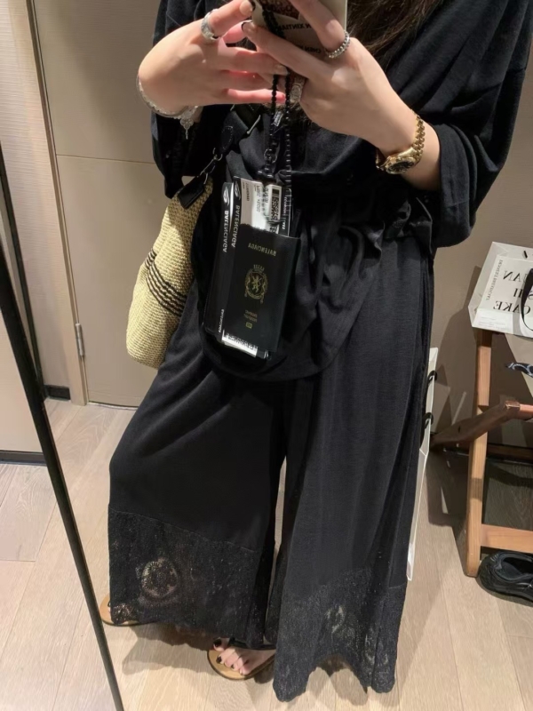 亞麻蕾絲八分褲套裝