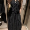 全棉綁帶刺繡無袖背心
