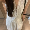 全棉綁帶刺繡無袖背心