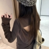 萊賽爾露背長袖短裙套裝