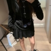 萊賽爾露背長袖短裙套裝